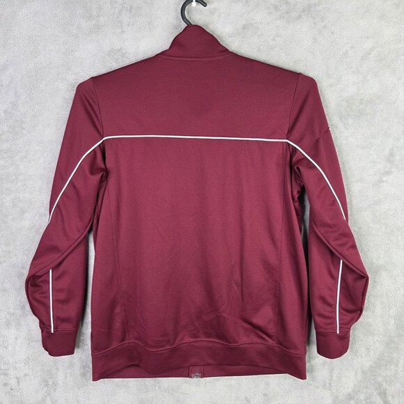 Mens Nike Dri Fit Burgundy Full Zip Track Jacket White Piping Polyester Size L - Picture 4 of 7